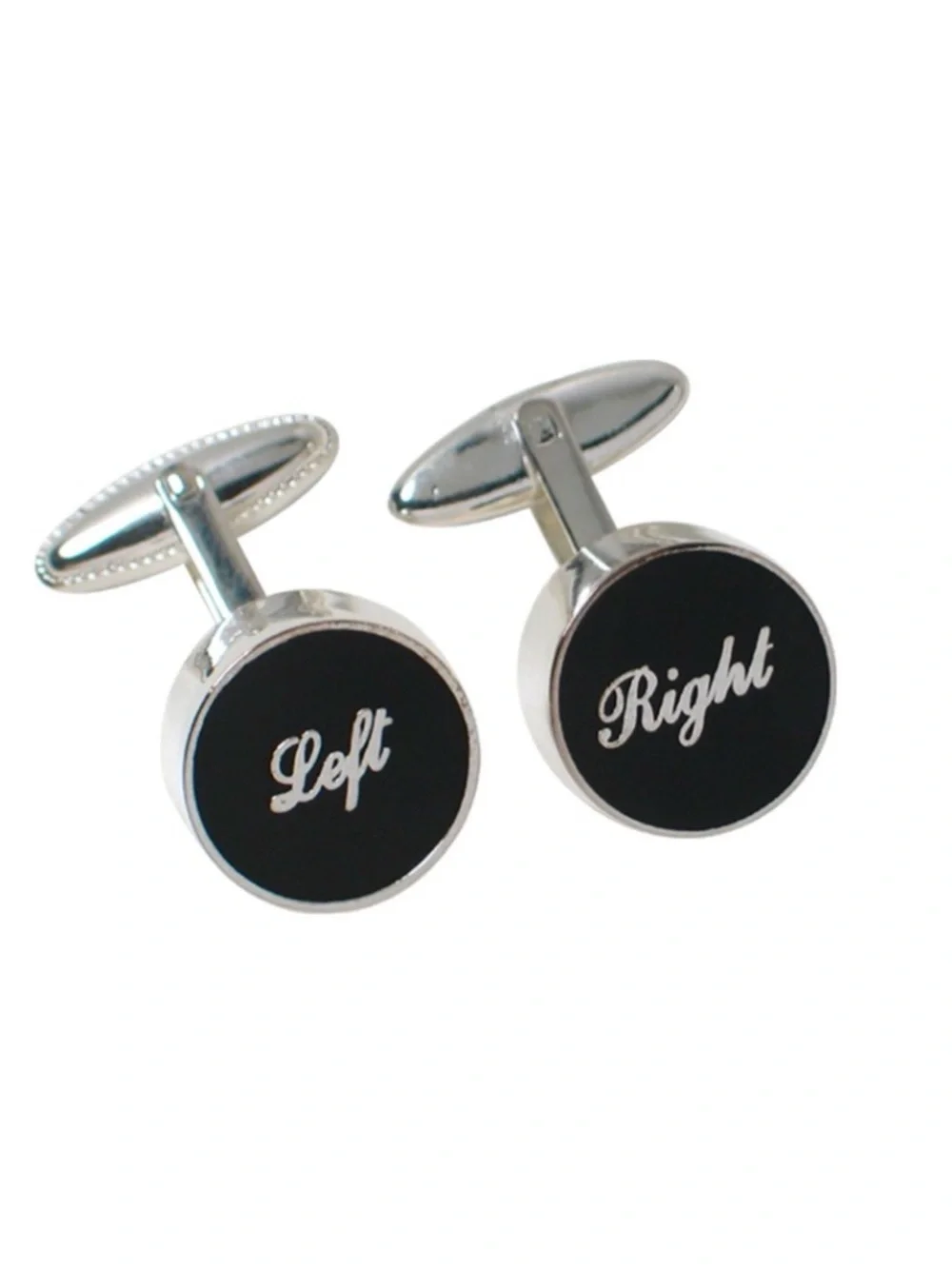 ACME NIB Left Right Black Enamel Cufflinks